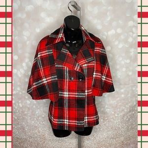 💝👼😇 TWENTY-ONE Red Plaid Cape/Short Coat - Size S/P